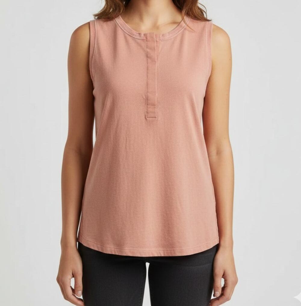 Easel Los Angeles Small Cotton Polyester Sleeveless Shirt Peach Pink Orange